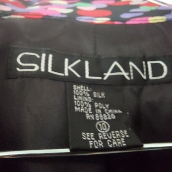 Silkland Long Coat Size 10 Lightweight Trench Lined Silk Midi Colorful Fun - Picture 3 of 7